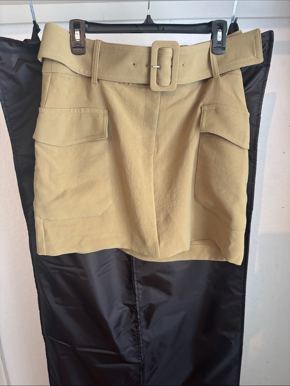Express Olive Cargo Mini Skirt with Belted Waist